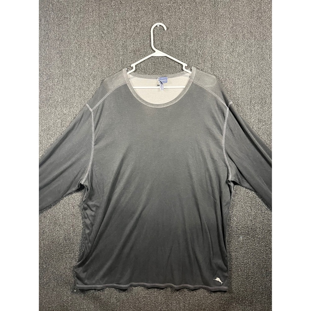 Tommy Bahama Reversible Long Sleeve Shirt Mens 3XL Gray Pima Cotton Marlin Tee